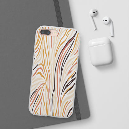 Marbled Neutral Stripe Phone Case — Abstract Beige & Terracotta Flexi Case