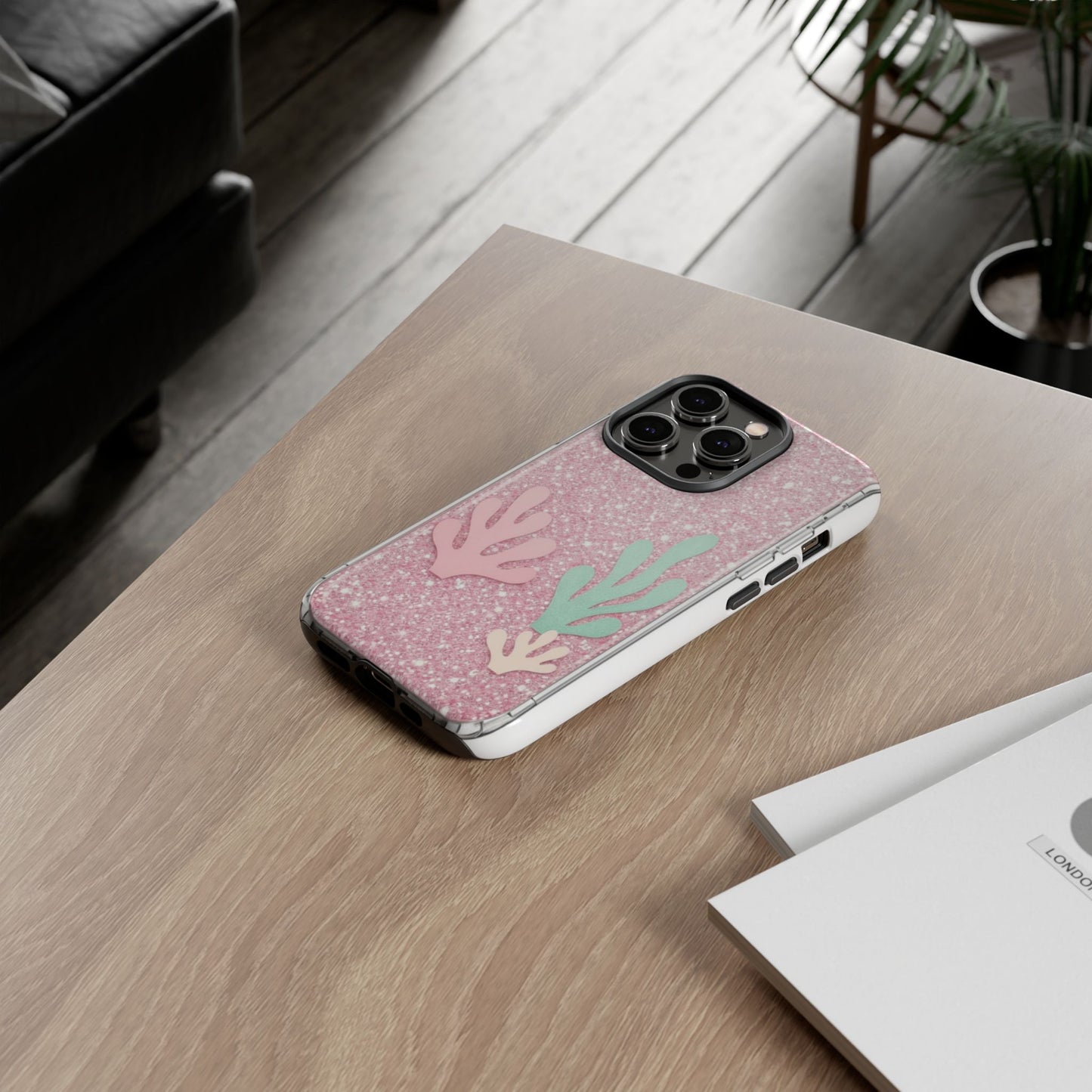 Pink Glitter Seaweed Tough Case - Sparkle Protective Phone Cover