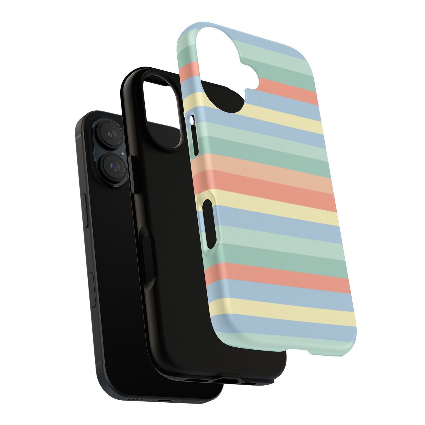 Pastel Striped Phone Case — Retro Horizontal Multi-Color Tough Case