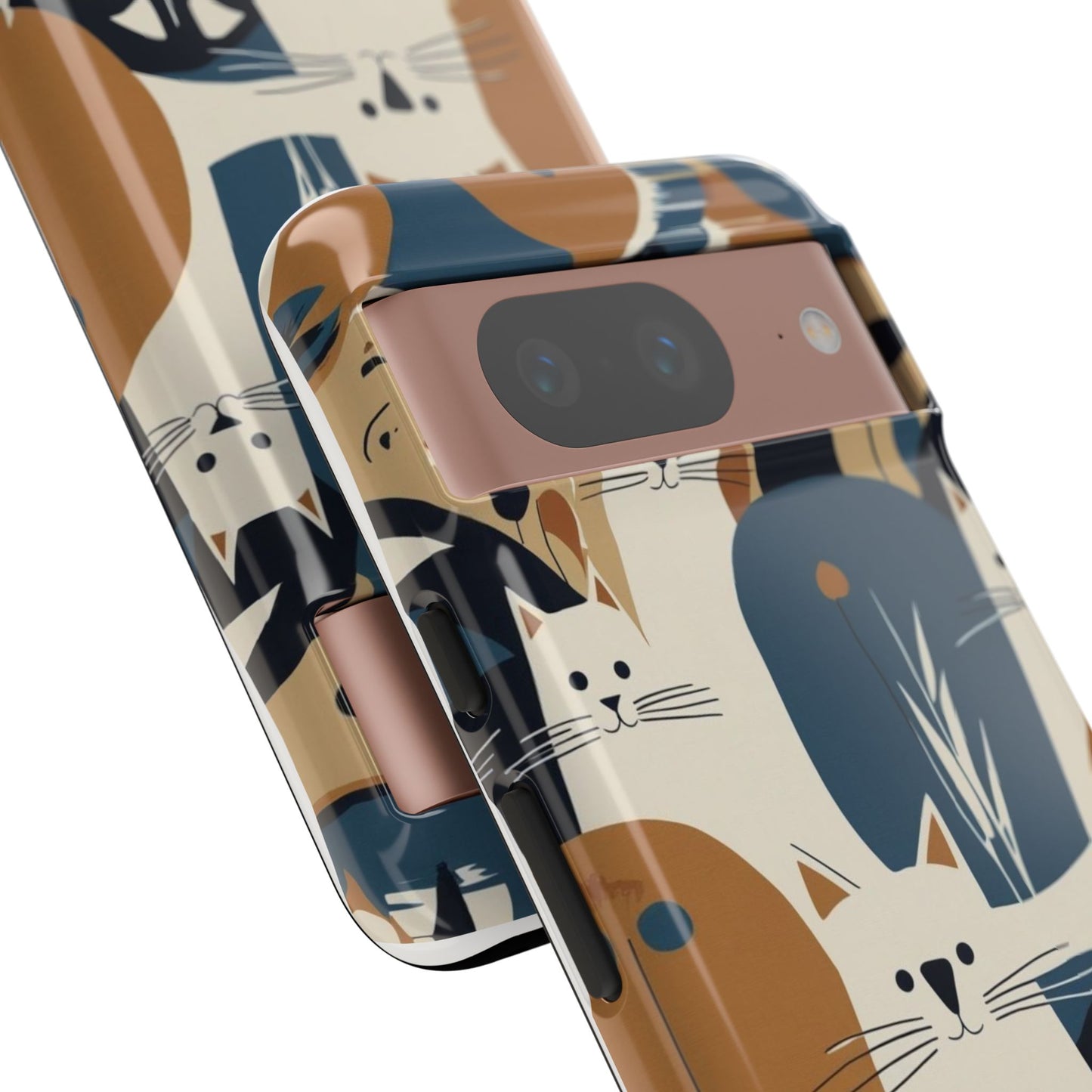Cat Pattern Phone Case – Retro Abstract Cats Protective iPhone Cover
