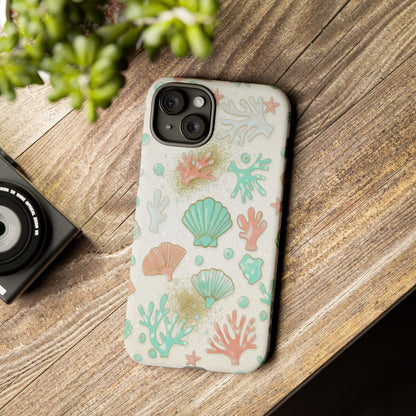 Seashell Coral Phone Case — Pastel Beach Shells Protective Tough Case
