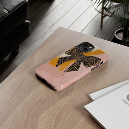 Bow Brushstroke Tough Phone Case — Pink & Mustard