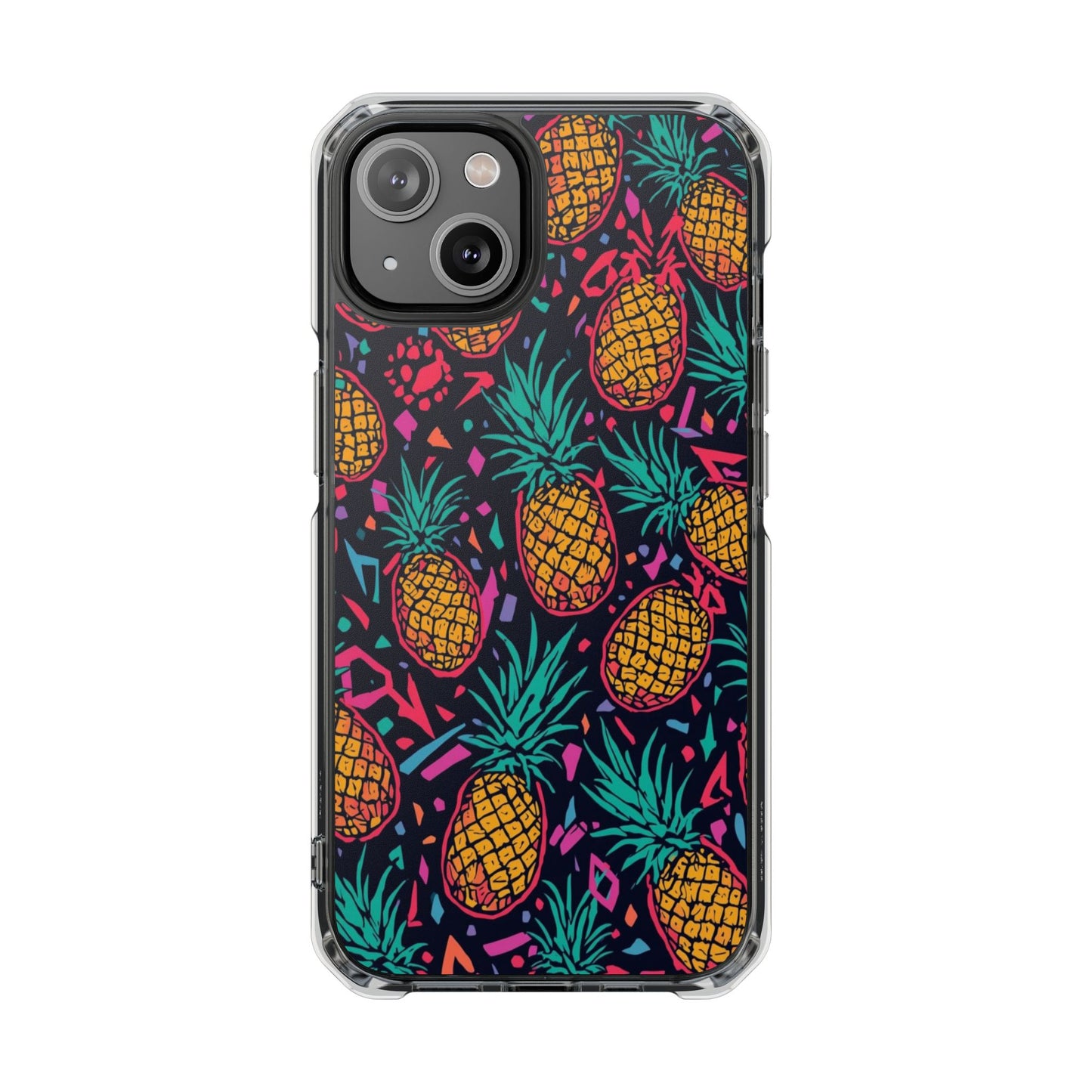 Clear Magnetic Phone Case — Tropical Pineapple Pattern