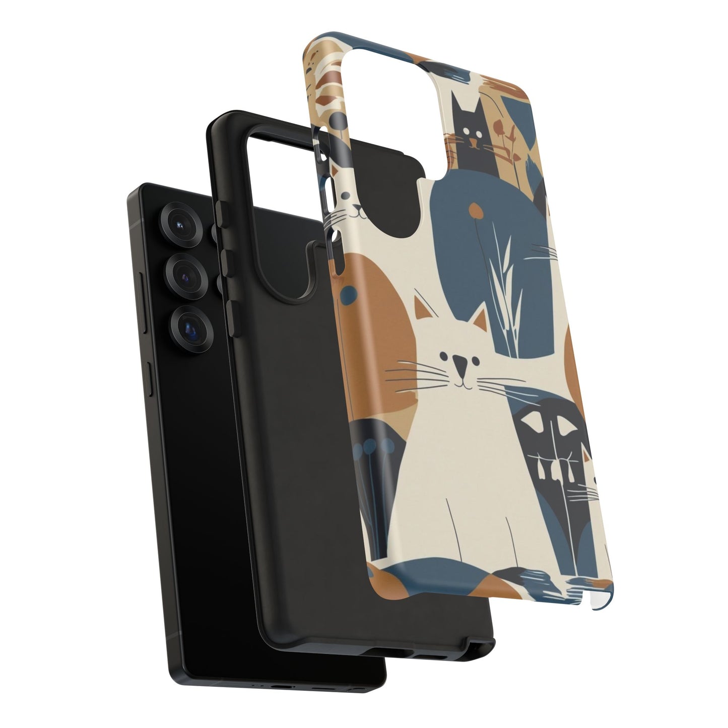 Cat Pattern Phone Case – Retro Abstract Cats Protective iPhone Cover