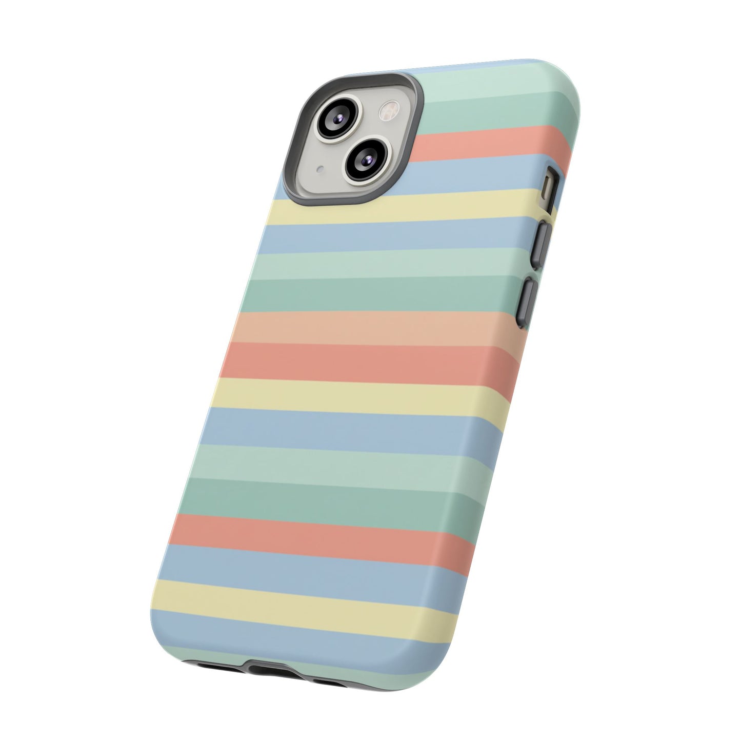 Pastel Striped Phone Case — Retro Horizontal Multi-Color Tough Case