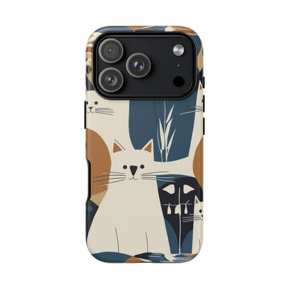 Cat Pattern Phone Case – Retro Abstract Cats Protective iPhone Cover