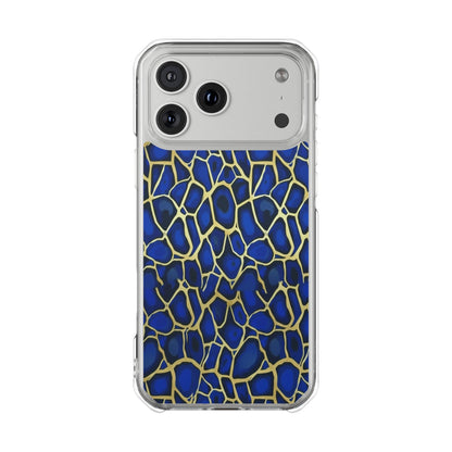 Blue & Gold Giraffe Pattern Clear Magnetic Phone Case