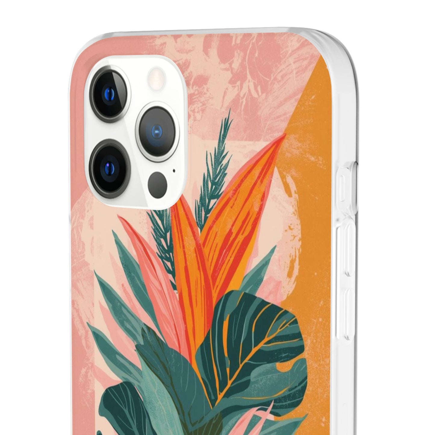 Tropical Botanical Phone Case — Pink & Orange Floral Flexi Case