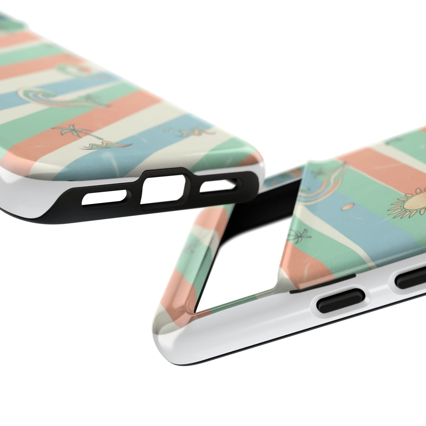 Surf Stripe Tough Phone Case — Retro Beach Waves Pattern