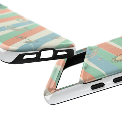 Surf Stripe Tough Phone Case — Retro Beach Waves Pattern