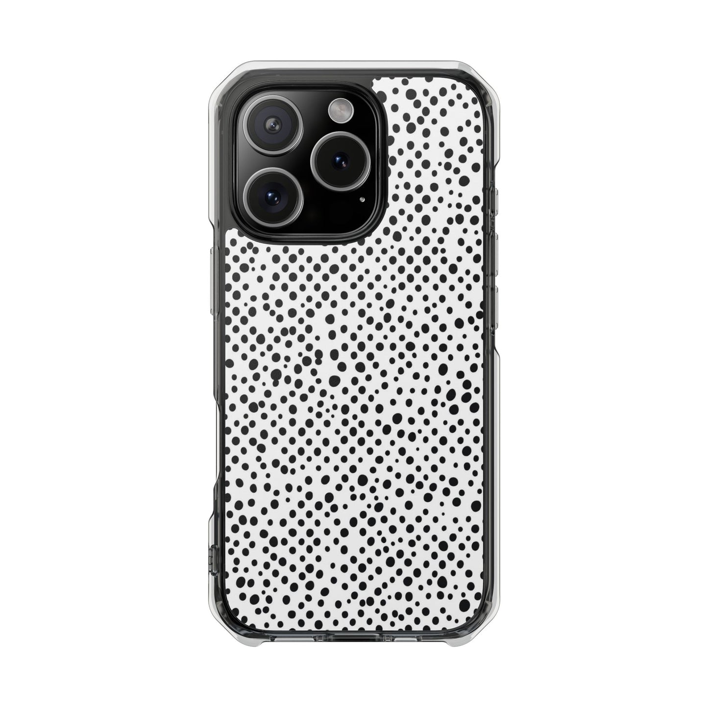 Clear Magnetic Phone Case — Black & White Speckled Pattern