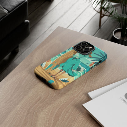 Phone Case — Retro Dressed Seagull Surfing Beach Illustration