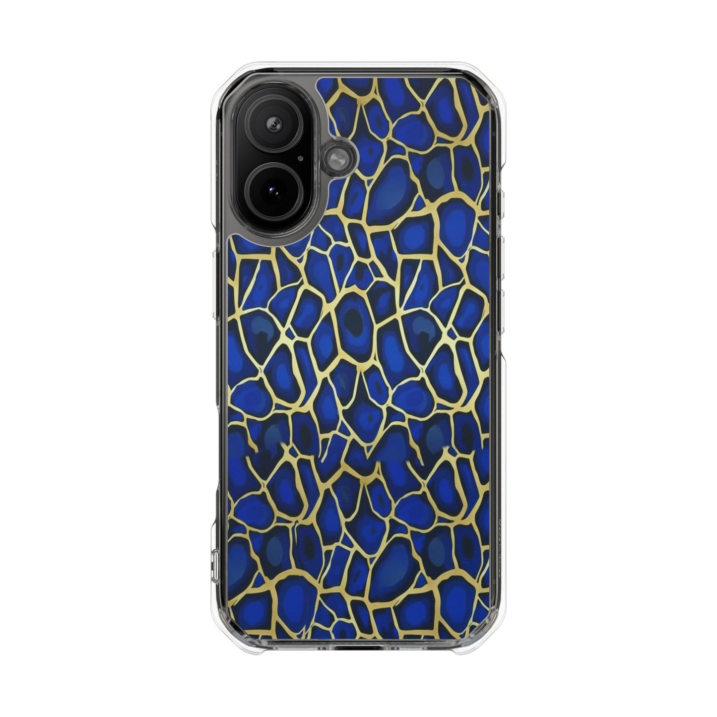 Blue & Gold Giraffe Pattern Clear Magnetic Phone Case