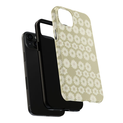 Daisy Pattern Tough Phone Case — Protective Floral iPhone Cover
