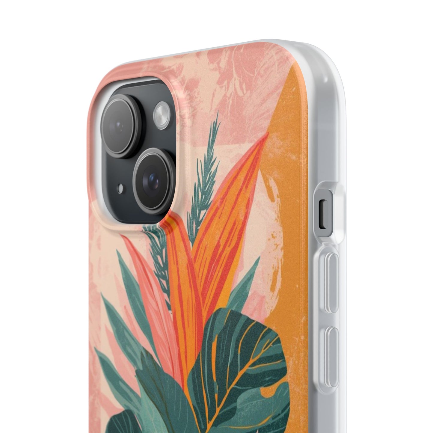 Tropical Botanical Phone Case — Pink & Orange Floral Flexi Case