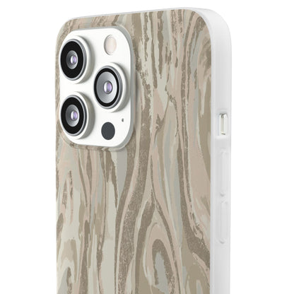 Neutral Marble Swirl Flexi Phone Case — Beige Abstract Protective Cover