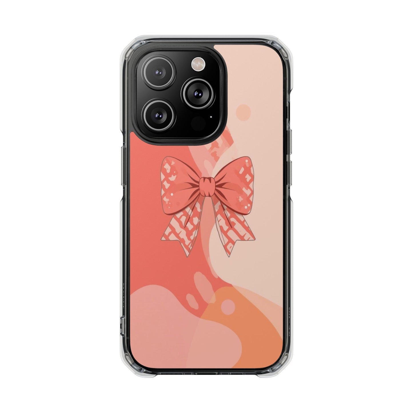 Clear Magnetic Phone Case — Pink Bow Art Design