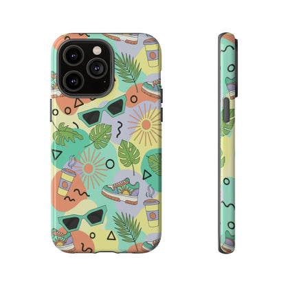 Tropical Summer Phone Case — Retro Sunglasses, Sneakers & Palm Pattern