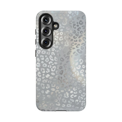 Grey Leopard Print Tough Phone Case — Durable Protective iPhone Cover