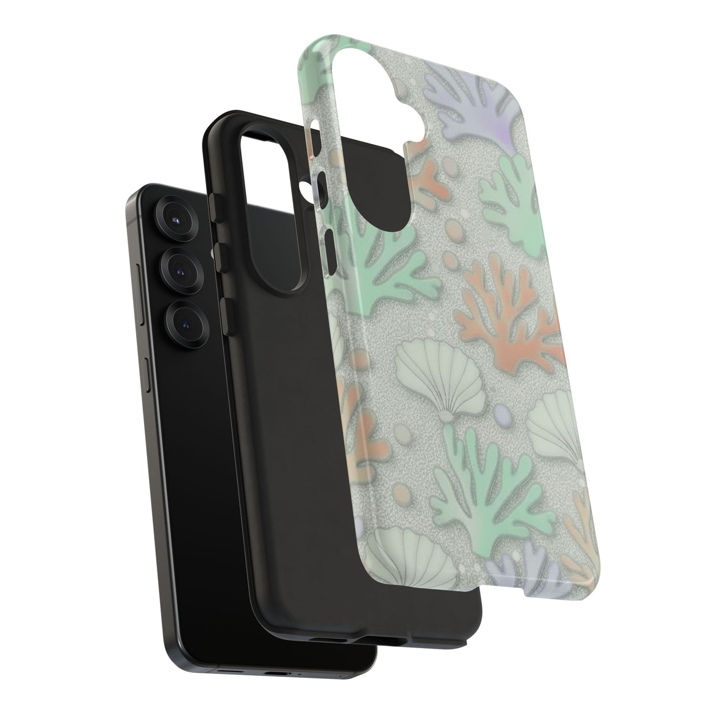Pastel Coral Reef Tough Phone Case – Sea Shell & Coral Pattern Durable Protector