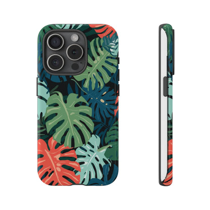 Tropical Monstera Phone Case — Colorful Leaf Protective Tough Case
