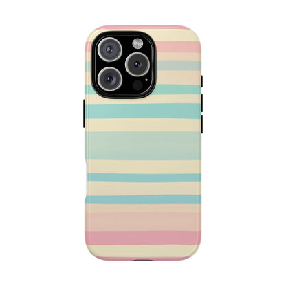 Pastel Striped Tough Phone Case – Protective Retro Rainbow Design