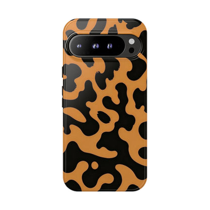 Leopard Print Phone Case — Orange & Black Tough Pattern Protective Cover