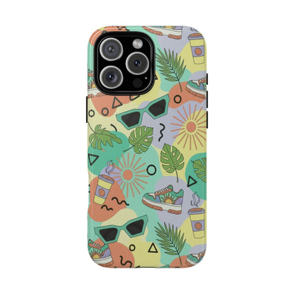 Tropical Summer Phone Case — Retro Sunglasses, Sneakers & Palm Pattern
