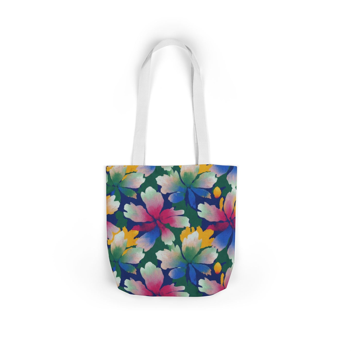 Colorful Tropical Floral Canvas Tote Bag — Vibrant Hibiscus Print