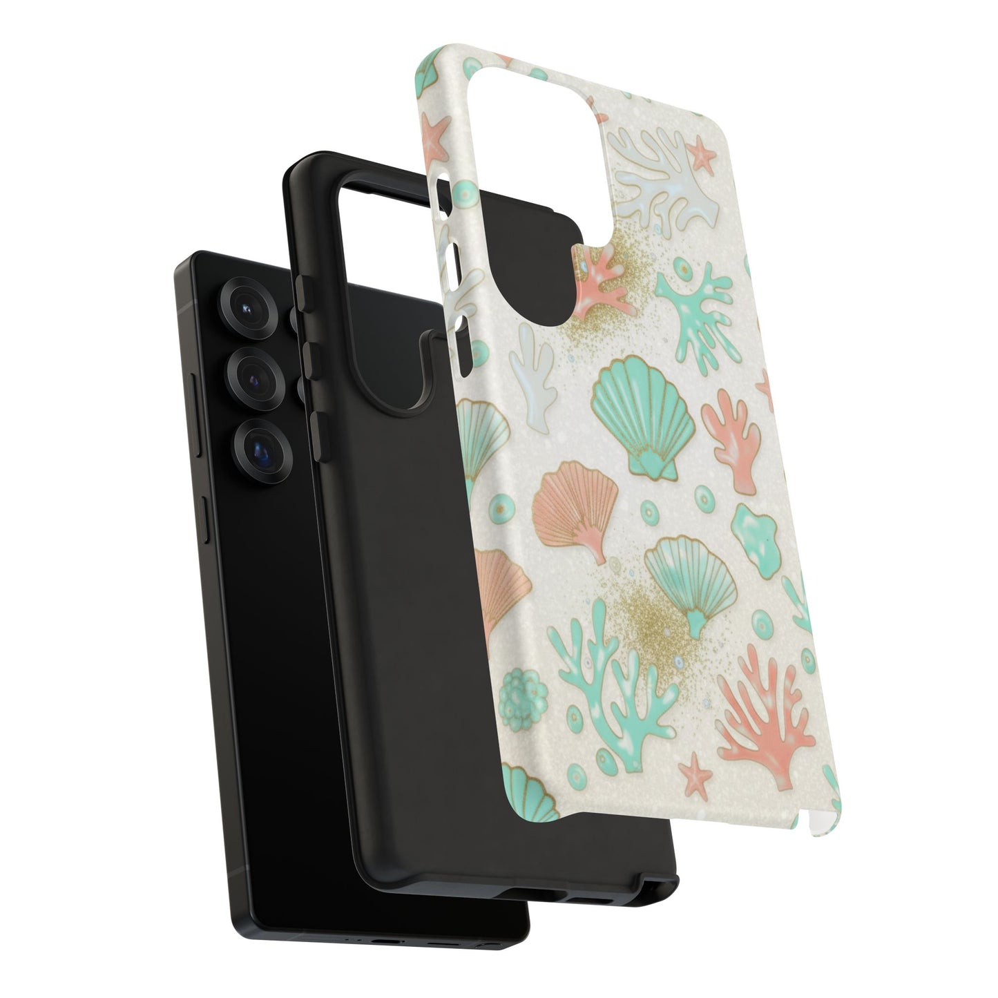 Seashell Coral Phone Case — Pastel Beach Shells Protective Tough Case