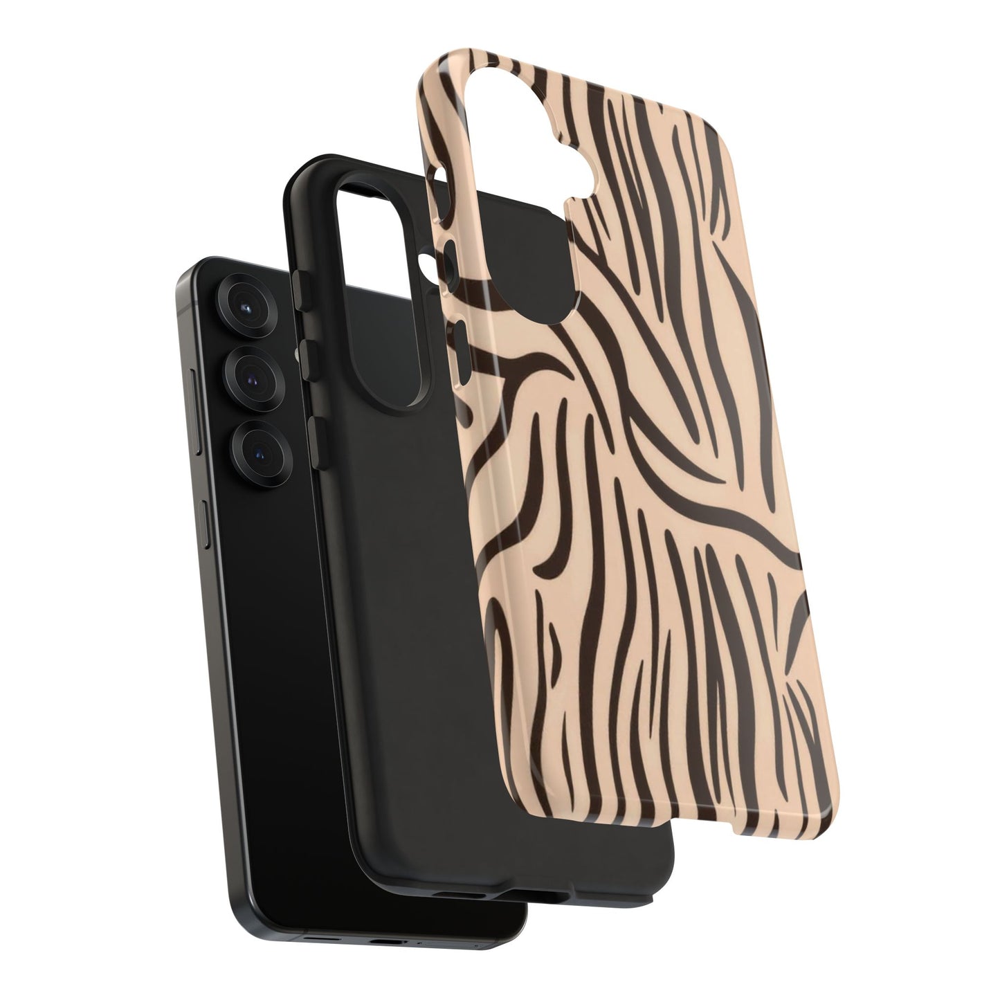 Zebra Stripe Tough Phone Case – Neutral Animal Print Protective Cover