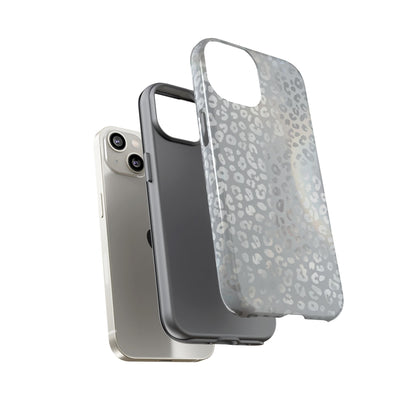 Grey Leopard Print Tough Phone Case — Durable Protective iPhone Cover