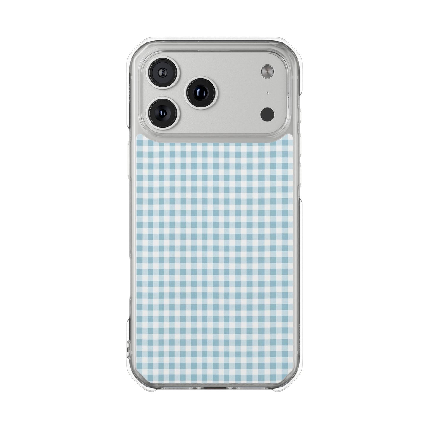 Blue Gingham Clear Magnetic Phone Case