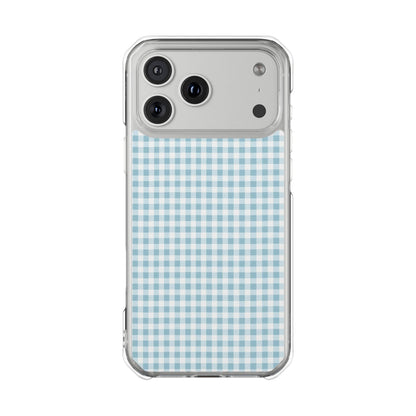 Blue Gingham Clear Magnetic Phone Case