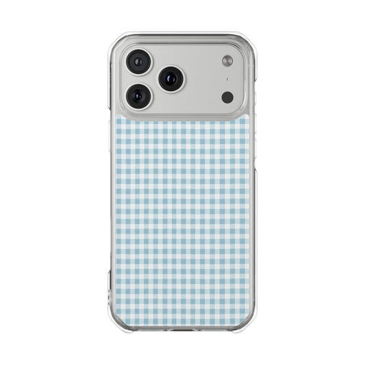 Blue Gingham Clear Magnetic Phone Case