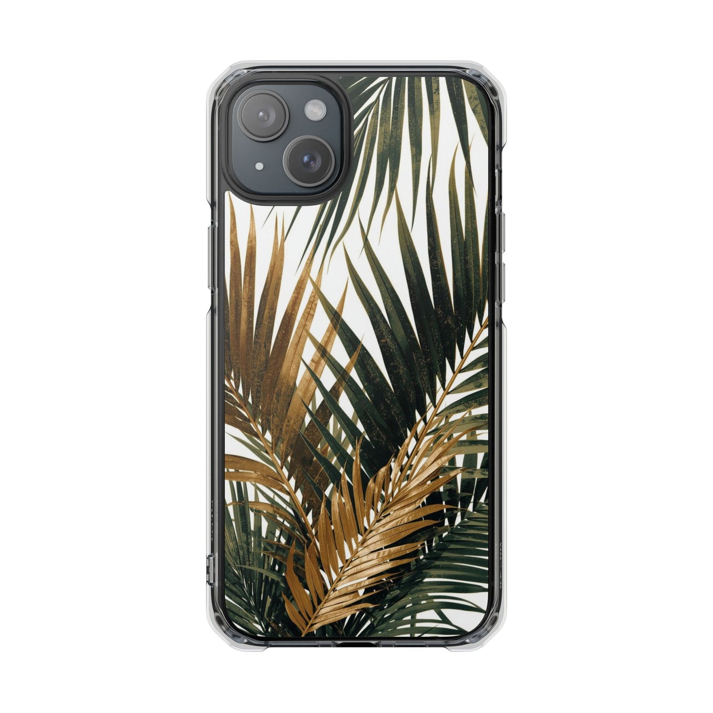 Clear Magnetic Phone Case with Tropical Palm Leaves Design