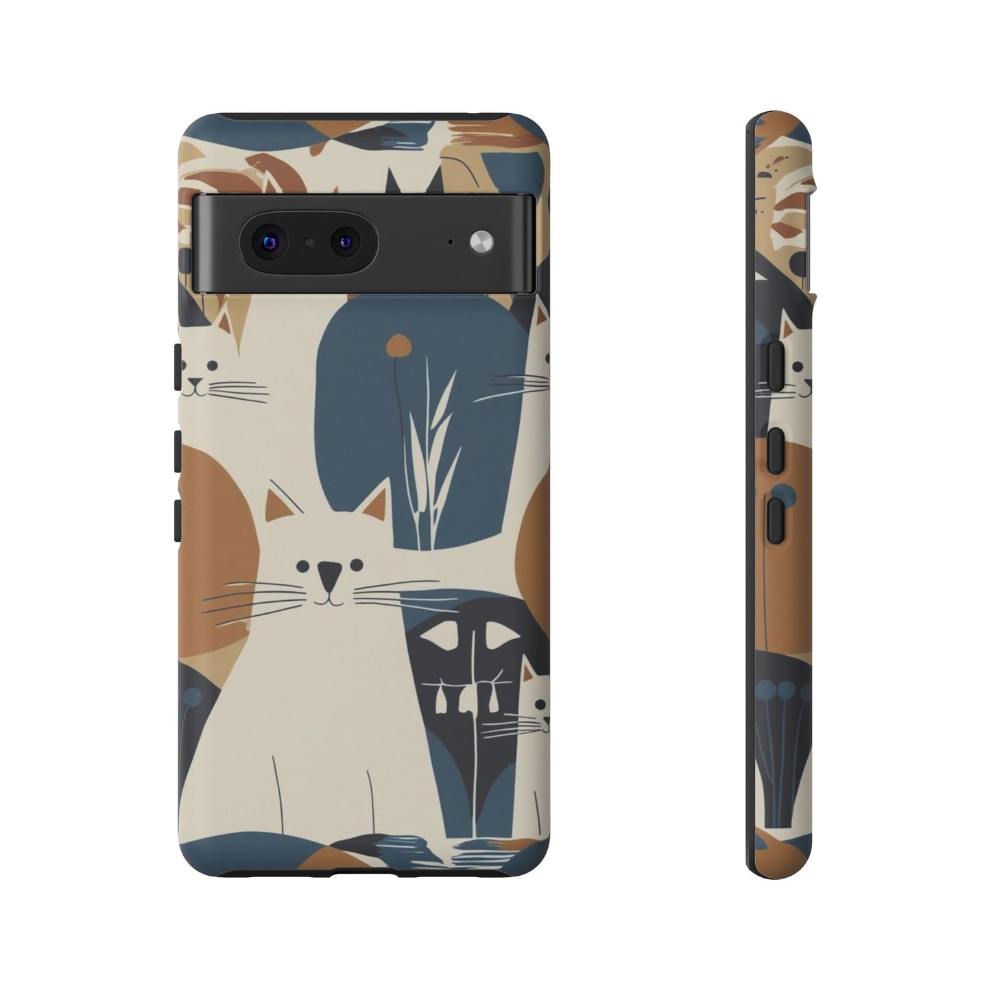 Cat Pattern Phone Case – Retro Abstract Cats Protective iPhone Cover