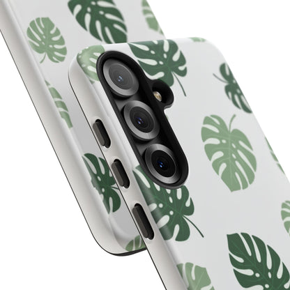 Monstera Leaf Tough Phone Case – Tropical Green Palm Pattern Protective Cover