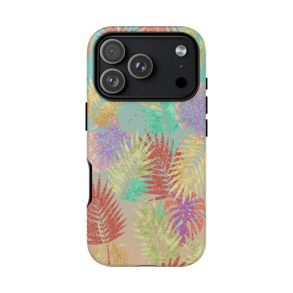 Tropical Palm Leaf Tough Phone Case – Colorful Pastel Botanical Protection