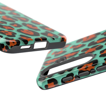 Teal & Rust Leopard Phone Case — Tough Protective Animal Print