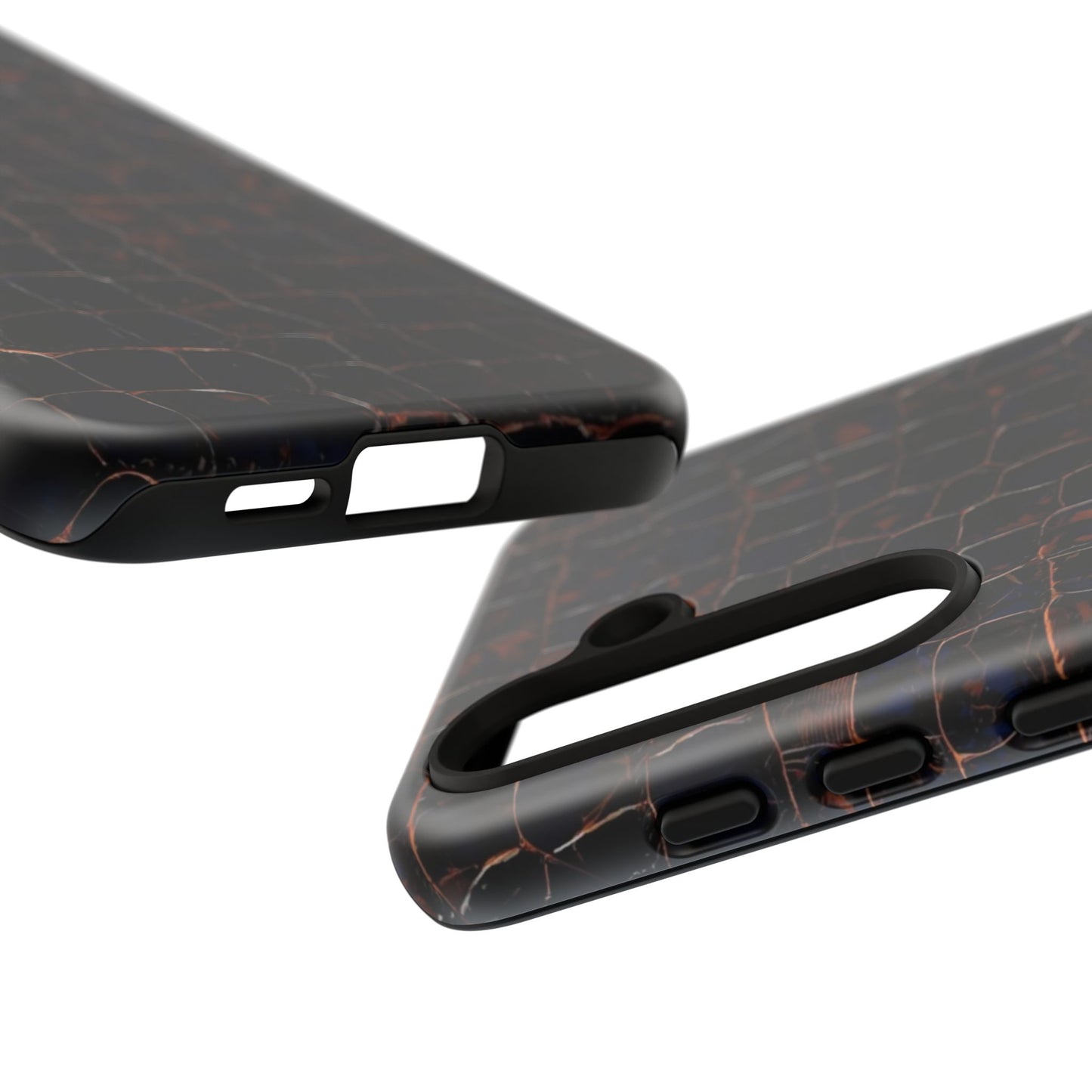 Croc-Embossed Tough Phone Case — Shockproof Black Alligator Texture