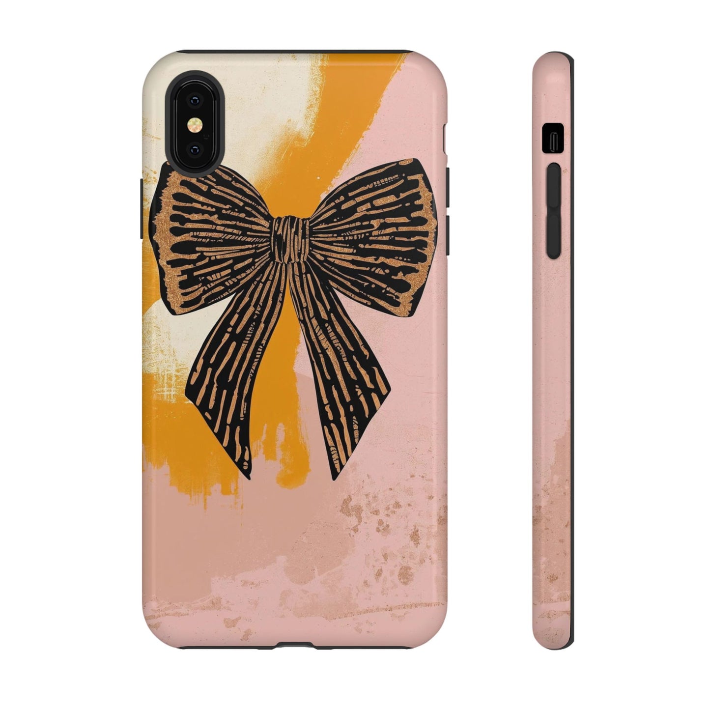 Bow Brushstroke Tough Phone Case — Pink & Mustard