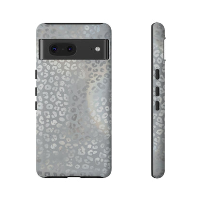Grey Leopard Print Tough Phone Case — Durable Protective iPhone Cover