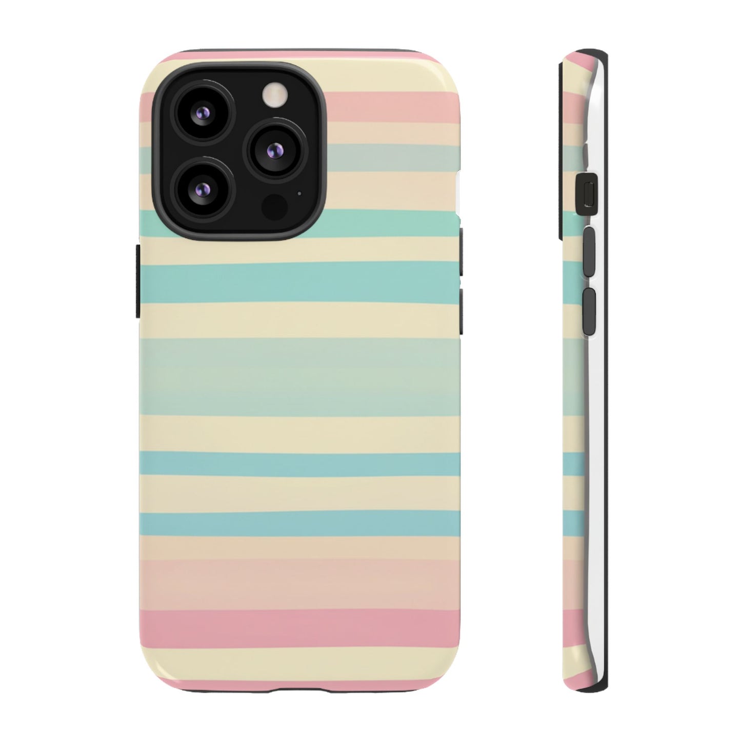 Pastel Striped Tough Phone Case – Protective Retro Rainbow Design