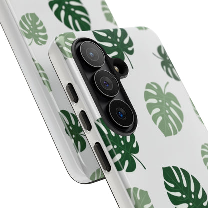 Monstera Leaf Tough Phone Case – Tropical Green Palm Pattern Protective Cover