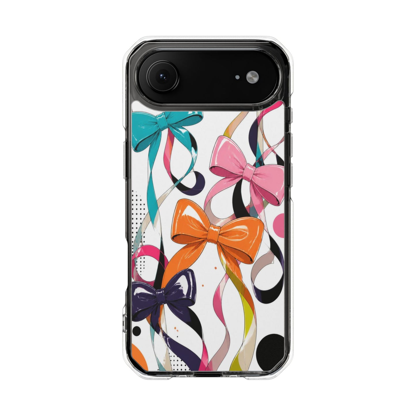 Clear Magnetic Phone Case — Colorful Ribbon & Bow Design