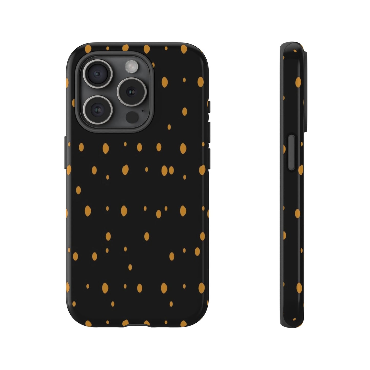 Black & Gold Dot Tough Phone Case — Protective Sparkle Pattern