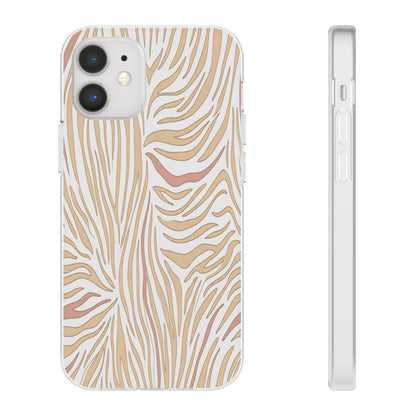 Neutral Zebra Print Flexi Case — Beige & Rose Gold Animal Pattern Phone Cover