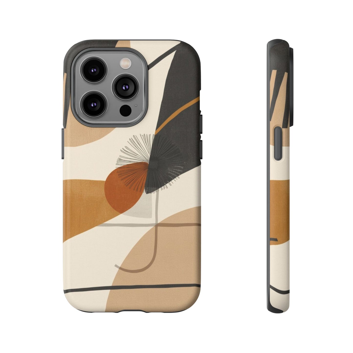 Abstract Earth Tone Phone Case — Mid-Century Minimalist Tough Case