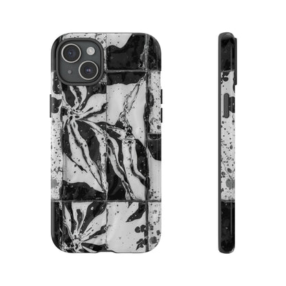 Monochrome Tile Floral Tough Phone Case